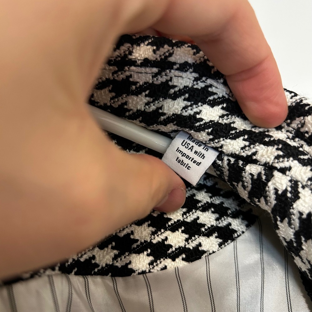 Veronica Beard Houndstooth Dickey Double Breasted Blazer Black White Women Large - Picture 13 of 13